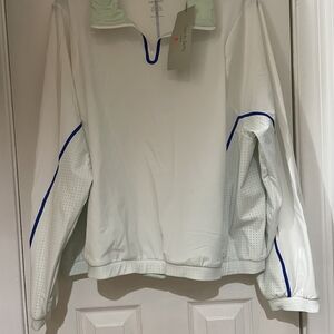 Sweaty Betty White and Blue Bomber Jacket